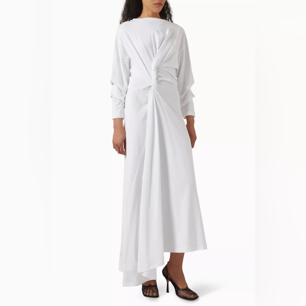 A.W.A.K.E. MODE Jersey Asymmetric Gathered Maxi Dress - Picture 1 of 12